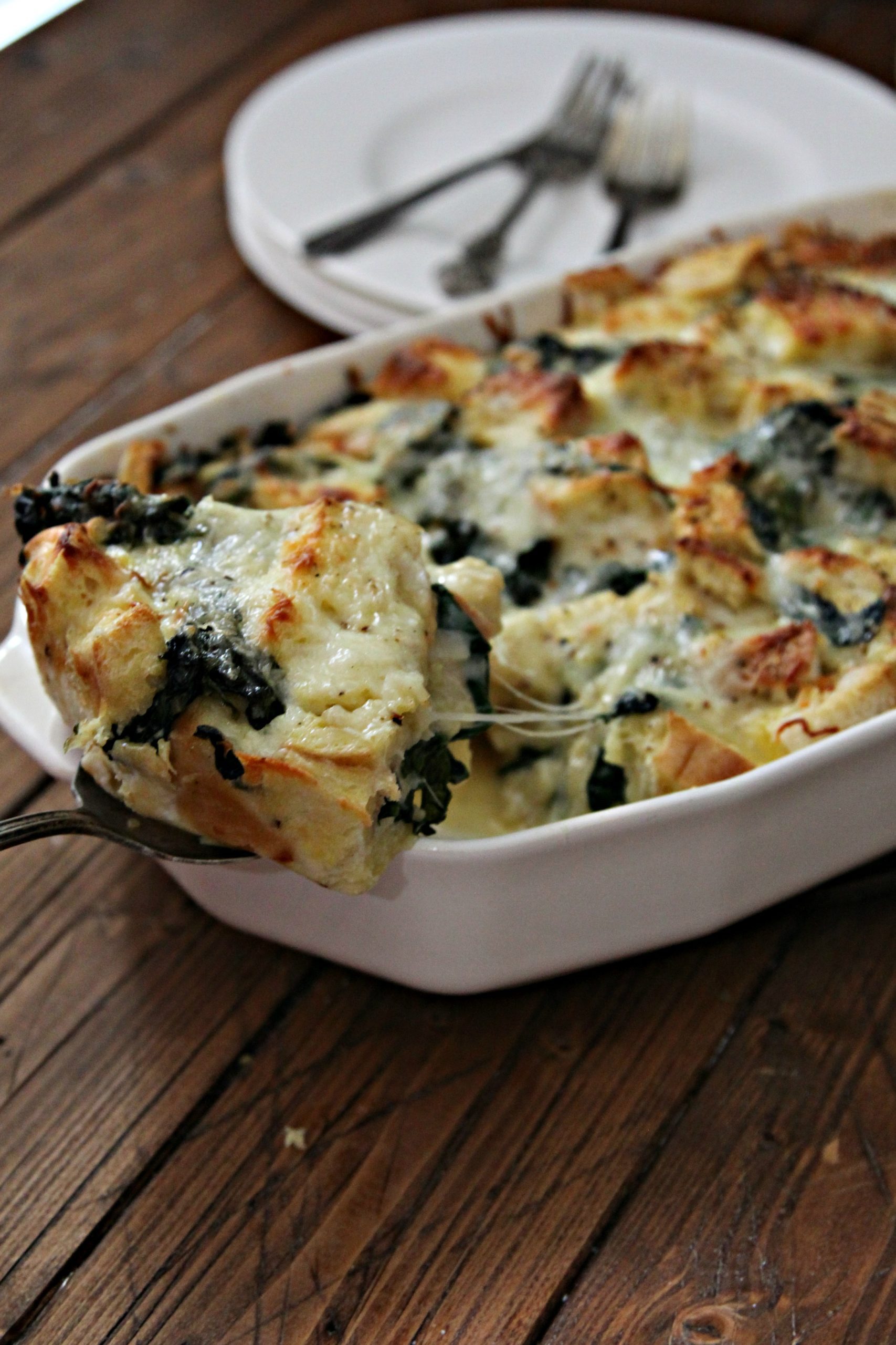 Cheesy Spinach Strata - Meatless Monday