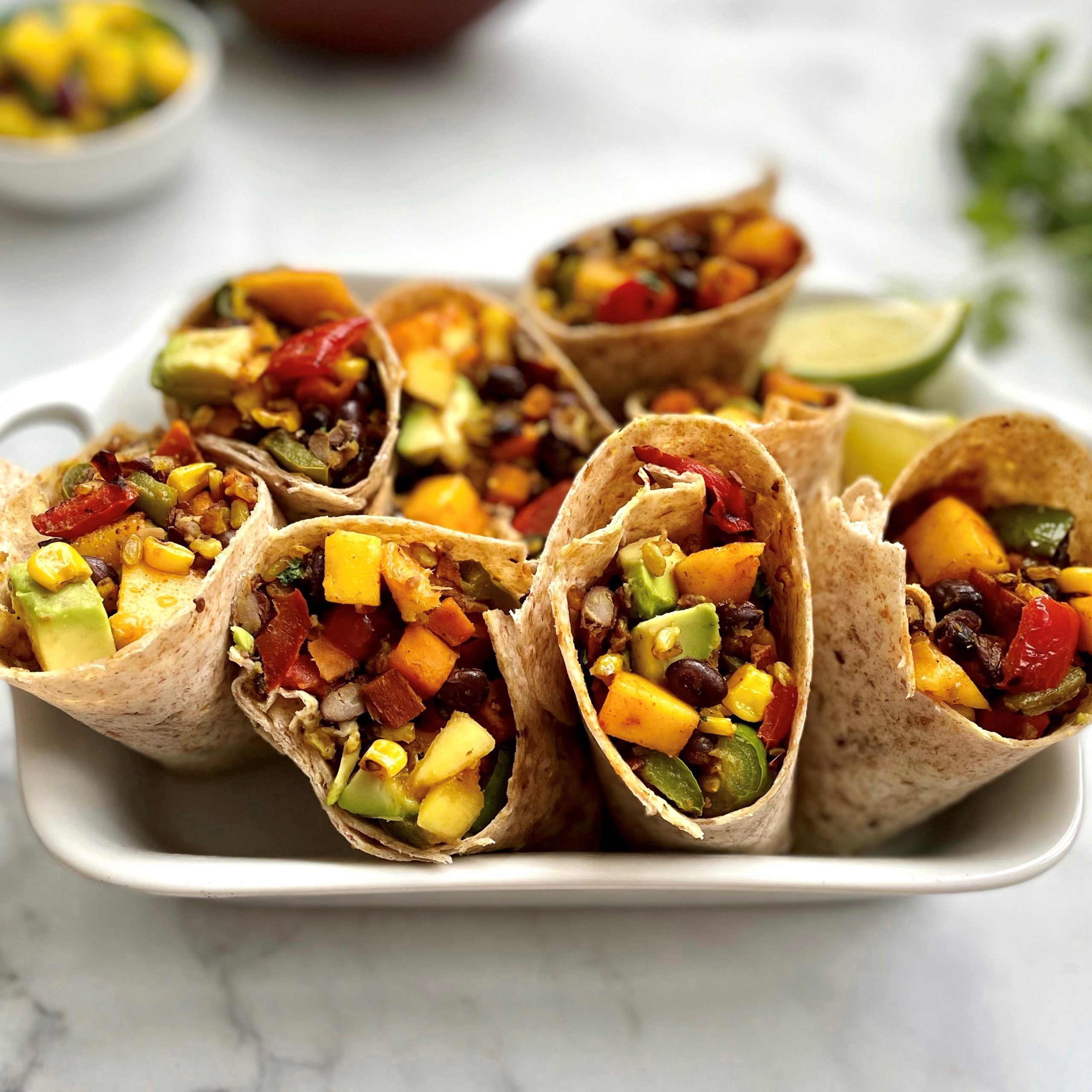 Mango, Black Bean & Caramelized Veggie Burrito