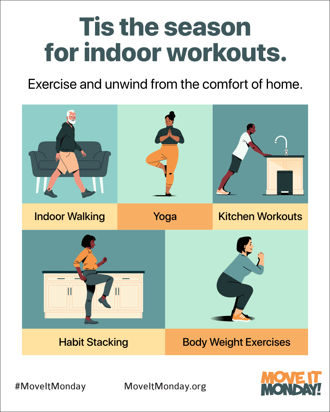 5 Easy Ways to Take Your Move It Monday Exercises Indoors